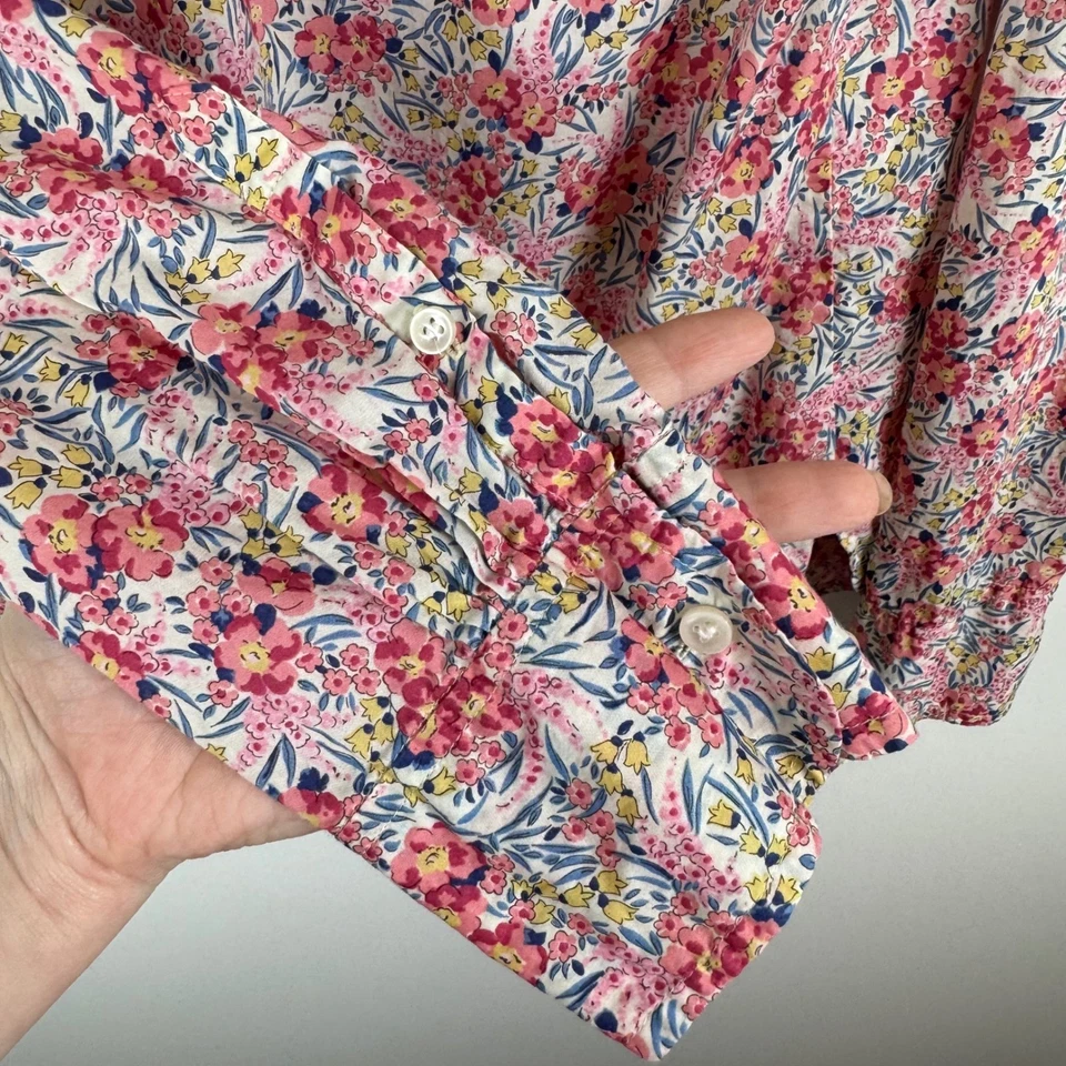 Camisa J Crew Liberty Popover Talla 10 Pétalos Giratorios Floral Preppy Casa Oficina Foto 4 de 4
