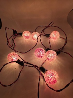 Vtg GE Lighted Ice Snowball Christmas Lights 7 strand Bulbs Tested  with Cord 