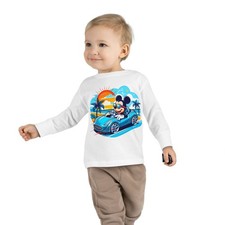 Mouse Driver Cartoon, Long Sleeve Tee