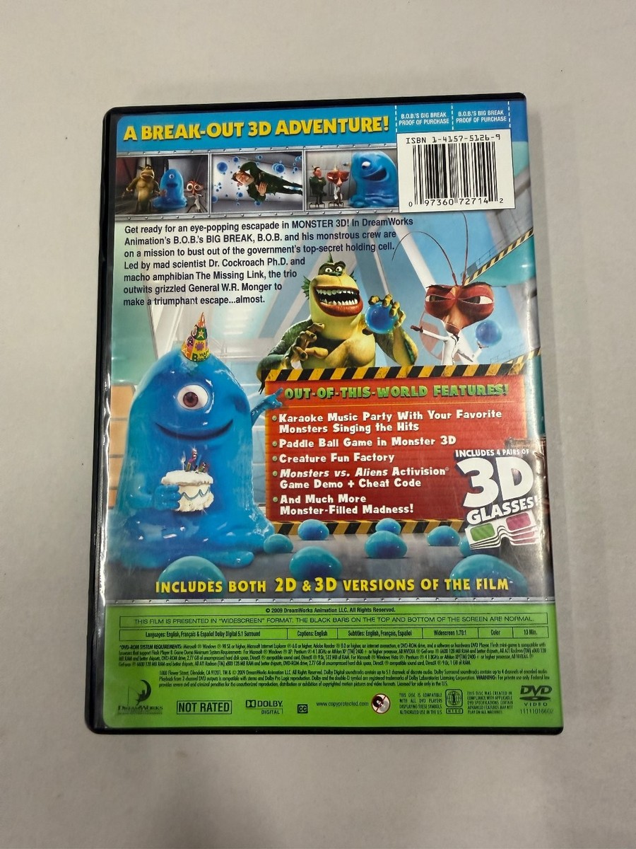 Bob's Big Break DVD 2009 Monsters vs Aliens 3D Edition Seth Rogen