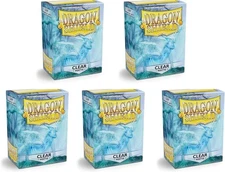 5 Packs Dragon Shield Matte Clear Standard Size 100 ct Card Sleeves Value Bun...