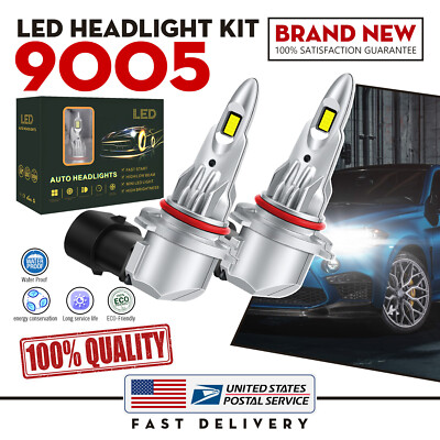 Plug&Play 9005 HB3 CSP LED Headlight Super Bright White Bulbs Kit 6000K Fanless
