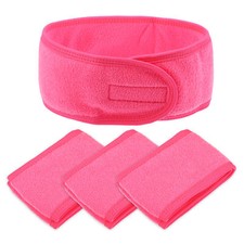 4 Pcs Spa Headband Soft Women Hair Bands for Face Washing Bath Yoga Rose Red