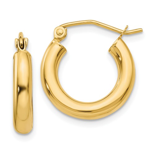 Avariah 14K Yellow Gold Polished 3mm Tube Hoop Earrings - 15mm