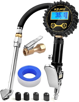 AZUNO Digital Tire Inflator with Pressure Gauge 200 PSI Heavy Duty Air w/Rubber