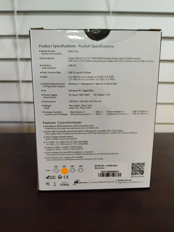 Mediasonic USB 3.0 Super Speed CloneHD Dock HUR2-SU3 Hard Drive SATA HDD NEW.BOX - Image 3 of 4