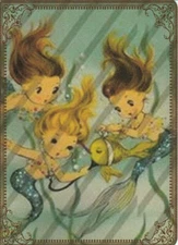 Modern Wide Linen Beach Theme P23 Mermaids Caring For Fish Swap Playing Card