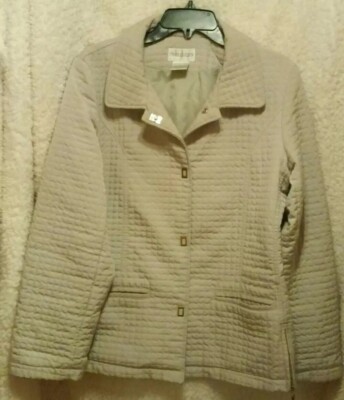 Womens Size L Charles Klein Quilted Lightweight Barn Jacket/Coat Off White/Beige