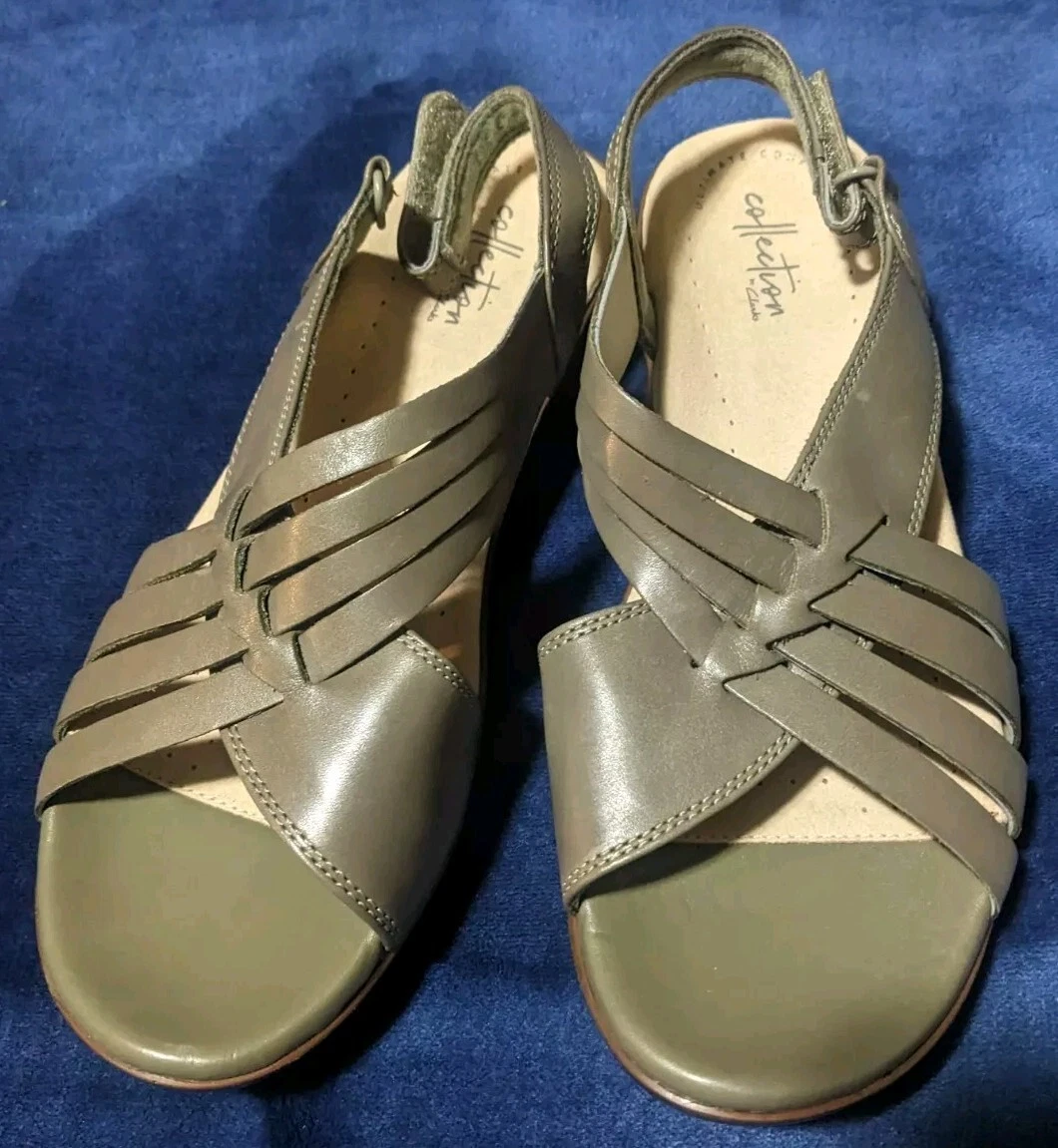 Sandali donna Clarks Collection Loomis Cassey verde taglia 8 sandalo con cinturino