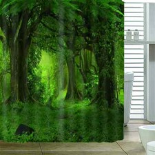 Green Virgin Forest 3D Shower Curtain Waterproof Fabric Bathroom Decoration