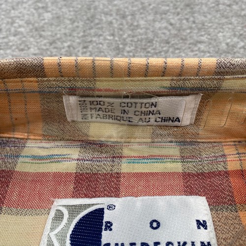 Vintage Ron Chereskin Classic Fit Plaid Button Up Shirt Men's Size L Peach Brown - Picture 15 of 17