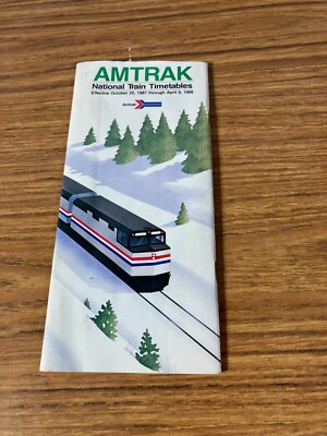 Amtrak National Train Fahrpläne gültig vom 25. Oktober 1987 bis 9. April 1988