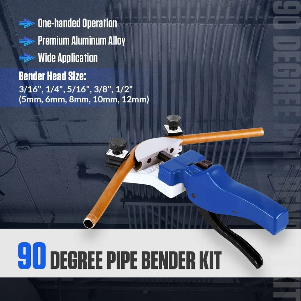 Copper Pipe Bender Ratchet HVAC 90° Tube Bender 8 Dies Set 4/5/6/8/10/12/16mm - Image 2 of 4