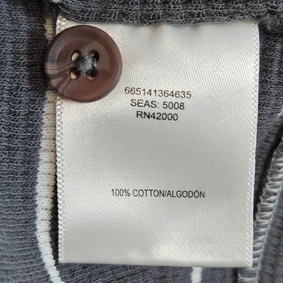 Route 66 Hombre Gris/Blanco Rayas Talla L Térmico Henley Manga Larga 100% Algodón Foto 3 de 4