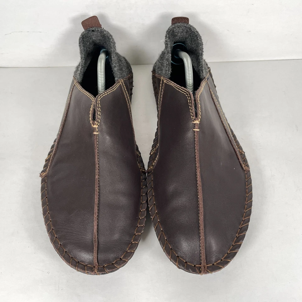 Zapatillas Orvis Para Hombre Talla 10-11 Cuero Marrón Sin Cordones Informales Zapatos Cómodos Foto 4 de 4