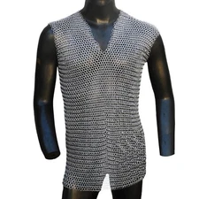 Medieval Chainmail Sleeveless Shirt Aluminum 10 mm Butted Ring Armor for LARPing