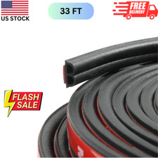 Total 33Feet Car Weather Stripping B Shape Seal Universal Self Adhesive Rubber