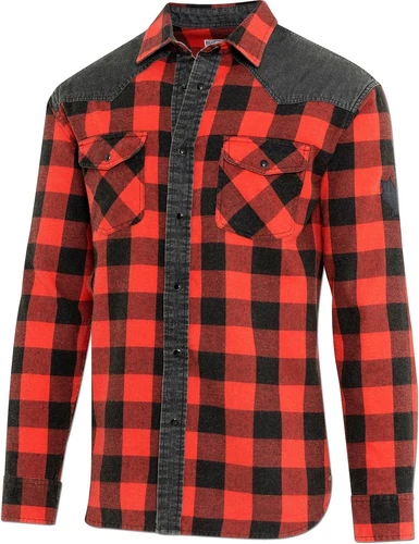 Western Shirt Cowboy Shirt Shirt Mens Country Biker Shirt LUMBERJACK Red Black Plaid
