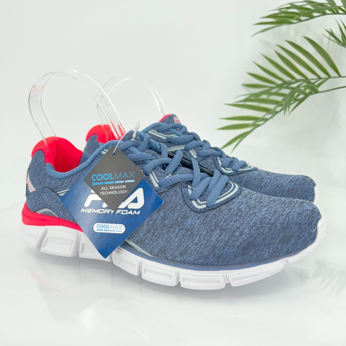 Fila Womens Memory Foam Vernato Blue Pink Running Shoes Sneakers