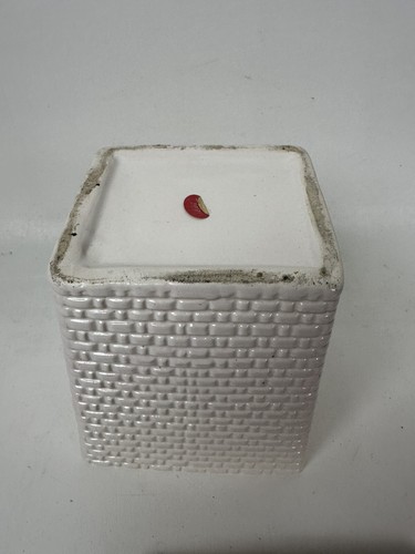 Lefton Vintage White Canister/Cookie Jar Square Shaped with Fruit Decorations - Picture 7 of 10
