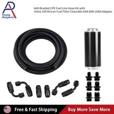 AN6 6AN Braided CPE Fuel Line Hose 10FT with Inline 100 Micron Fuel Filter Kit