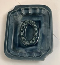 Blue Ceramic Ashtray  Mid-Century Rectangle Vintage
