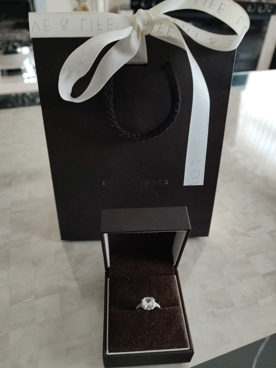 Ernest Jones Aquamarine Diamond White Gold Size UK