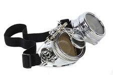 Steampunk Victorian Skull Cross Welding Silver Goggles Scissors Lens Cosplay