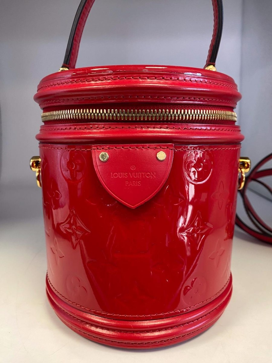 Authentic Louis Vuitton Red Vernis Monogram Cannes PM Vanity 2 Way