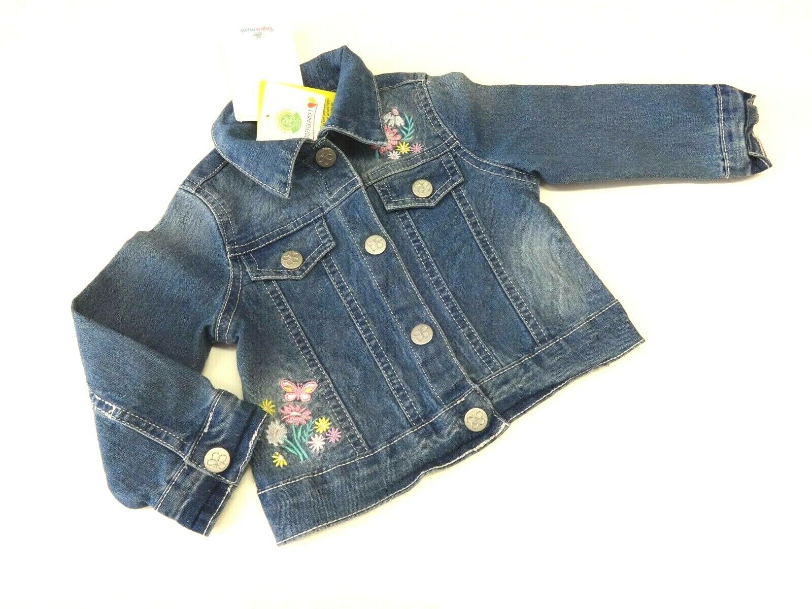 Mädchen Jeans Jacke Größe 74 Baby Übergangsjacke bestickt Blumen 