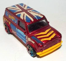 Hot Wheels Die Cast Austin Mini Van marked with a British Flag