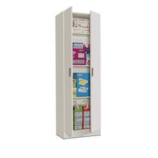 Armadio multiuso armadietto bagno garage 2 ante 4 ripiani Bianco 59X37X180 7144O