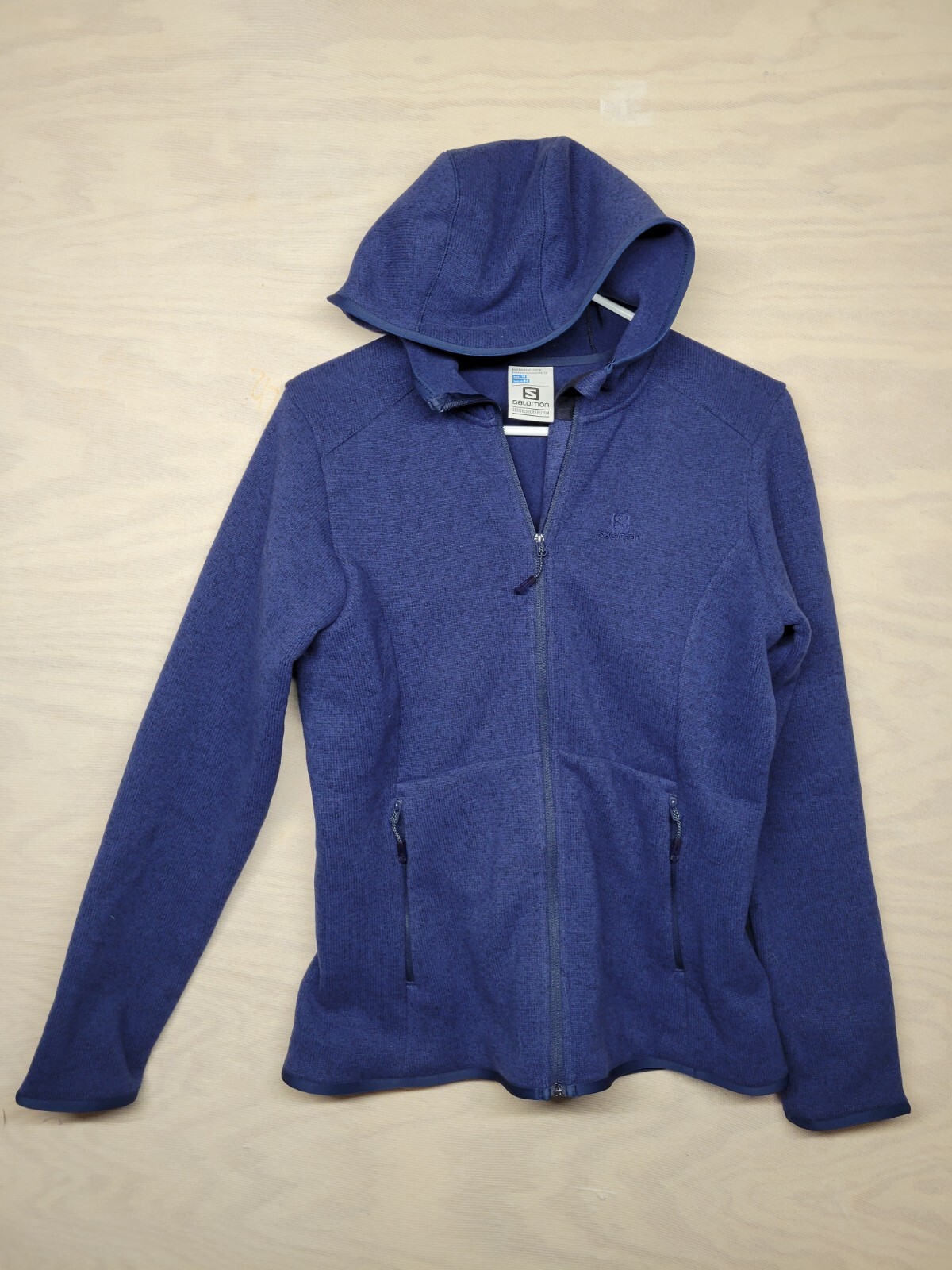 Salomon Giacca Donna TG M Pelle Avanzata Calda con Cappuccio Zip Tasche Blu