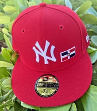 NEW YORK YANKEES X DOMINICAN REPUBLIC NEW ERA 7 1/4 HAT 59FIFTY FITTED RED CAP