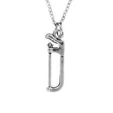 HACKSAW Necklace on Chain or Charm Only - Pewter 3D Tool Metal Saw Tools Plumber