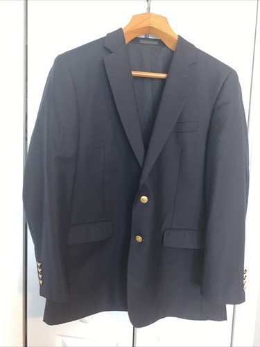 Herren Klassischer Ralph Lauren Marine Blau Blazer Goldknöpfe Sport Mantel Jacke 46 L
