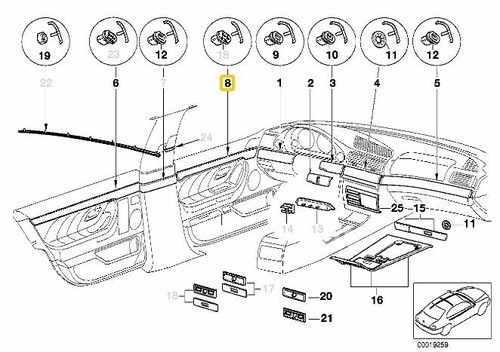 **BMW E38 728iL 730iL 735iL 740iL 750iL L7 puerta borde de madera tira de grano frontal RT - Imagen 9 de 9