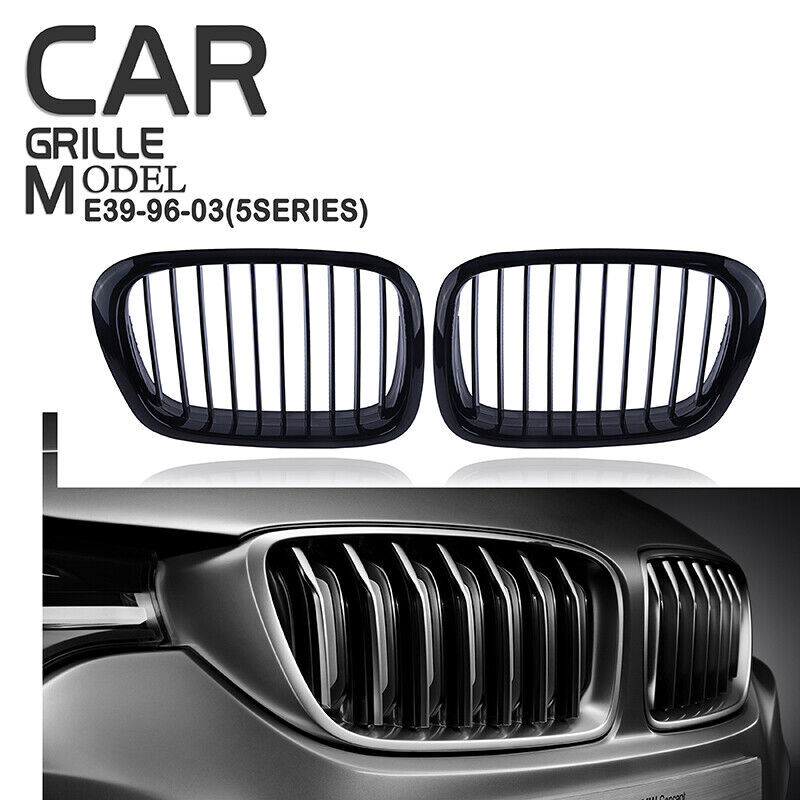 Calandre Noire Brillant Double Lame Pour BMW Série 5 E39 Berline/Touring 1995-2004
