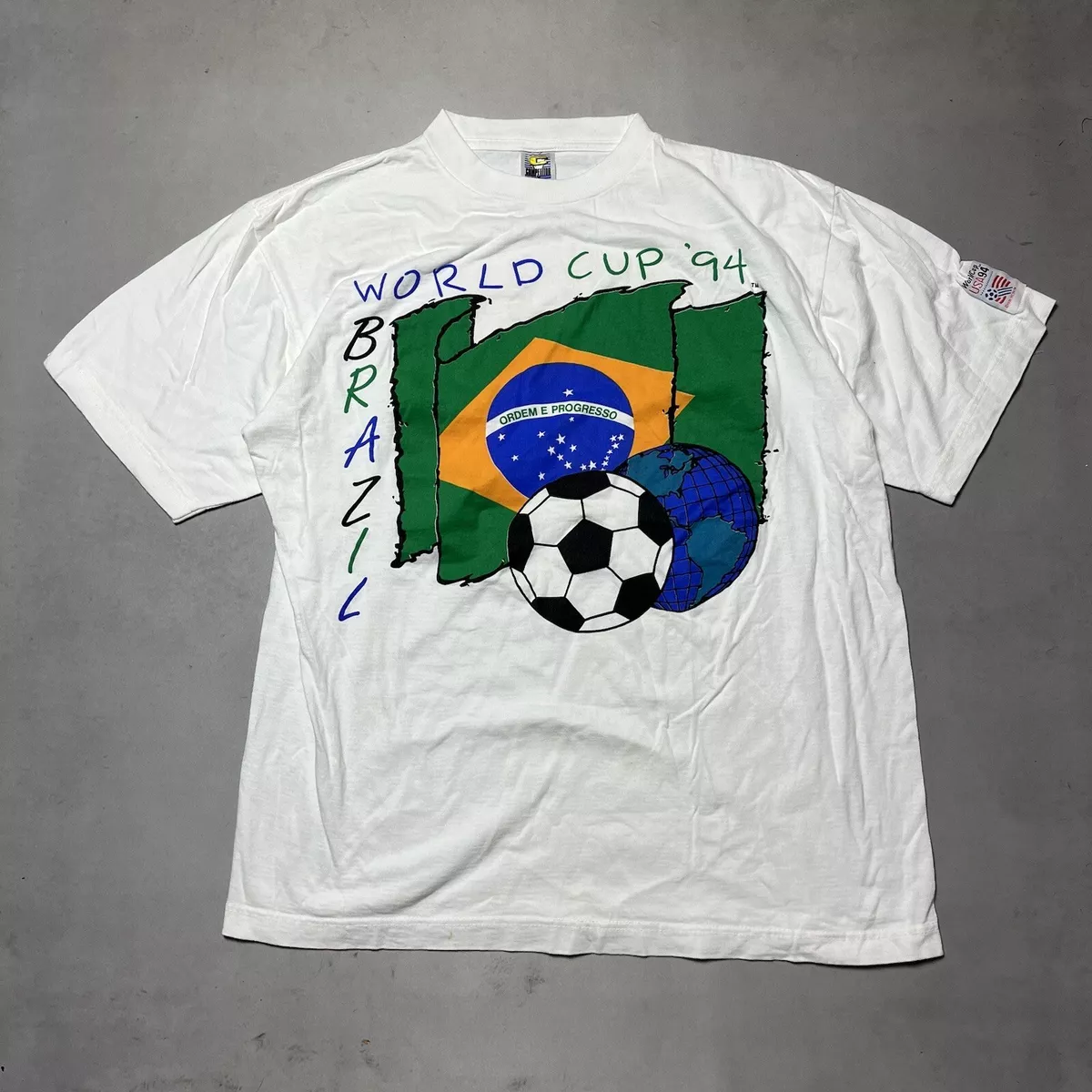 Vintage World Cup 1994 Brazil Soccer Futbol T Shirt L