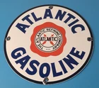 Vintage Atlantic Gasoline Sign - Gas Service Station Pump Porcelain Sign