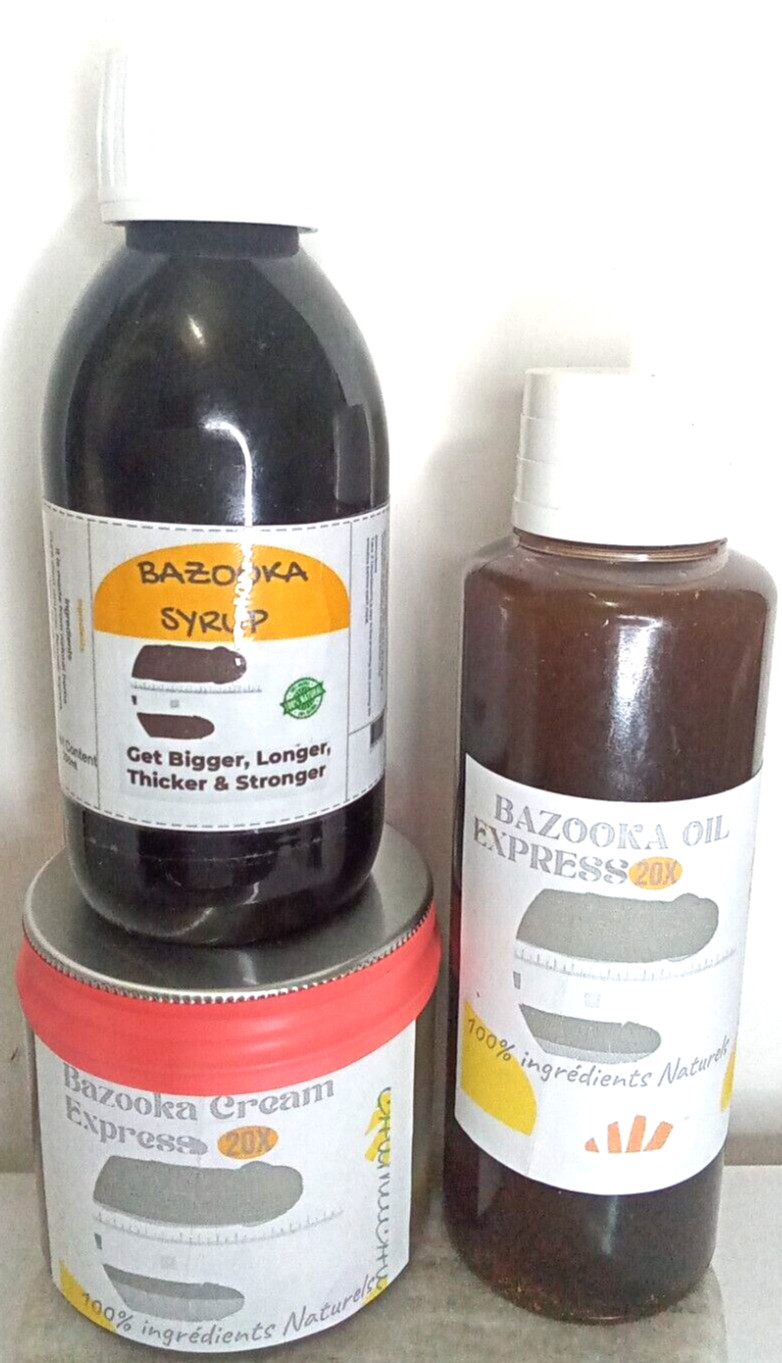 Sirop et huile de massage Bazooka pour allonger la durée des rapports
