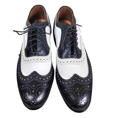 NEW Allen Edmonds BROADSTREET Spectator Oxfords 6.5B Black/White USA Brogue