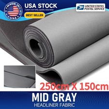 Gray Flat Knit Headliner Fabric Foam Back Auto Roof Repair Upholstery Material
