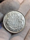 1945 50c Fifty Cents Silver Coin Canada Half Dollar XF Wide Date Variety