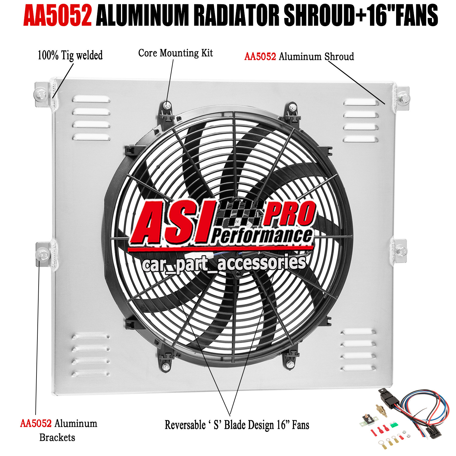 Aluminum Radiator Shroud fan For 53-56 Ford F100 F150 F250 F350 Pickup L6 V8 USA