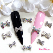 3D Nail Art *Silver Rhinestone AB Bows Bow Tie Mix* Metal Alloy Decoration Craft