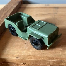 TIM-MEE TOYS Vintage Green Plastic Military Jeep Toy Car Aurora USA