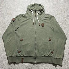 Naketano Sweatshirt Mens Large Green A Brave New World Full Zip Cowl Neck