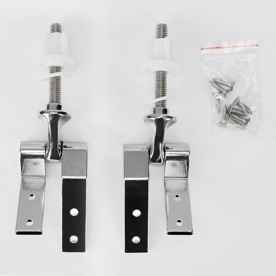 Bisagras universales para asiento de inodoro, bisagras metálicas cromadas con pernos tornillos tuercas Foto 3 de 4