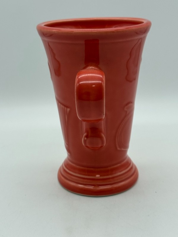 Fiestaware Pedestal Mug Persimmon with Embossed Icons